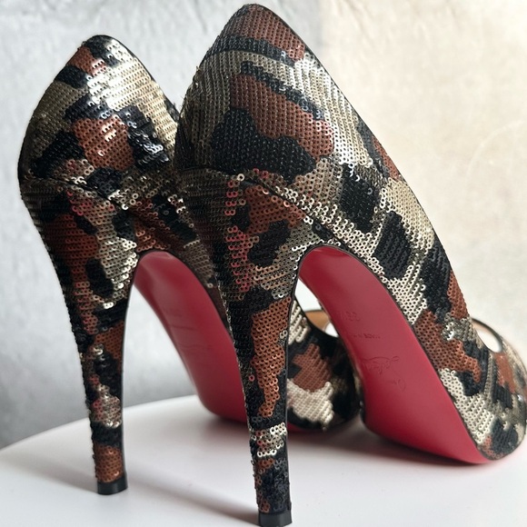🌺CHRISTIAN LOUBOUTIN 👠 Very Prive 120
Paillettes Peep Toe Pumps Size: 39.5 - Picture 9 of 13